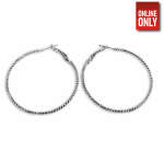 SILVER ROUND LARGE DIAMOND-CUT EARRING | 422329-4