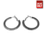 SILVER ROUND FLAT EARRING WITH SQUARRE EDGE | 422330-2S