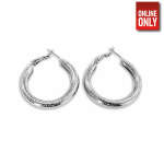 SILVER ROUND MEDIUM GLITTER THICK SLEEPER EARRING | 422330-S