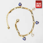 GOLD BRACELET WITH BLUE HEART SHAPED EVIL EYE | 39975B