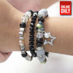 SET OF 3 GEM STONES STRETCH BRACELET BLACK | 422295BL - Image 2