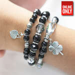 SET OF 3 GEM STONES STRETCH BRACELET BLACK | 422295BL - Image 3