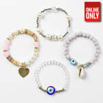 SET OF 3 GEM STONES STRETCH BRACELET PINK | 422295P