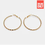 GOLD ROUND SIMPLE LARGE TWISTED CHAIN EARRING | 422328-3