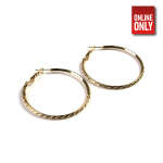 GOLD ROUND LARGE SQUARRE DIAMOND CUT EARRING | 422328-5 - Image 2