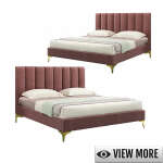 KING/QUEEN SIZE BED WITH HEADBOARD (DUSTY PINK) | VARIETY