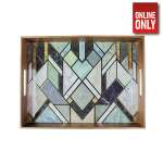WOODEN TRAY GREEN TILES DESIGN | WT-GREENTILES